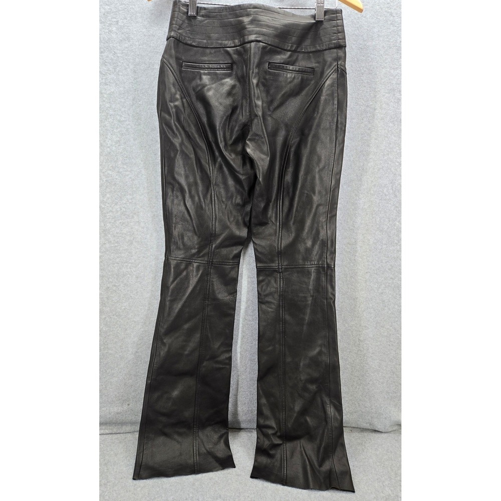 Elements by Vakko Black Leather Paneled Flare Pants Mid Rise Bootcut 4/30 - Picture 5 of 9